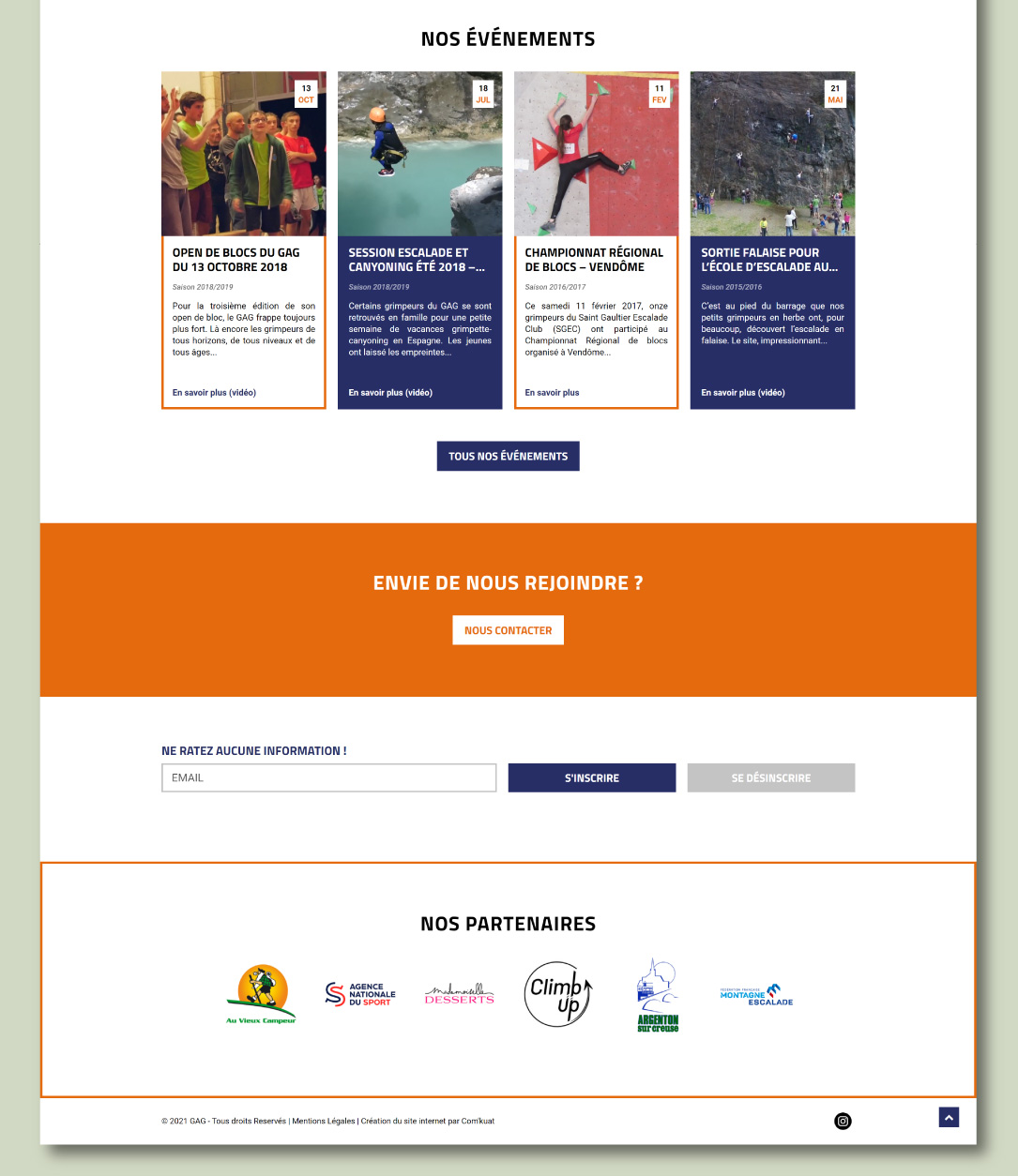 Site internet pour un club de sport