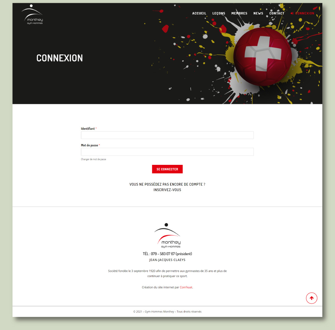 Site internet pour un club de gymnastique