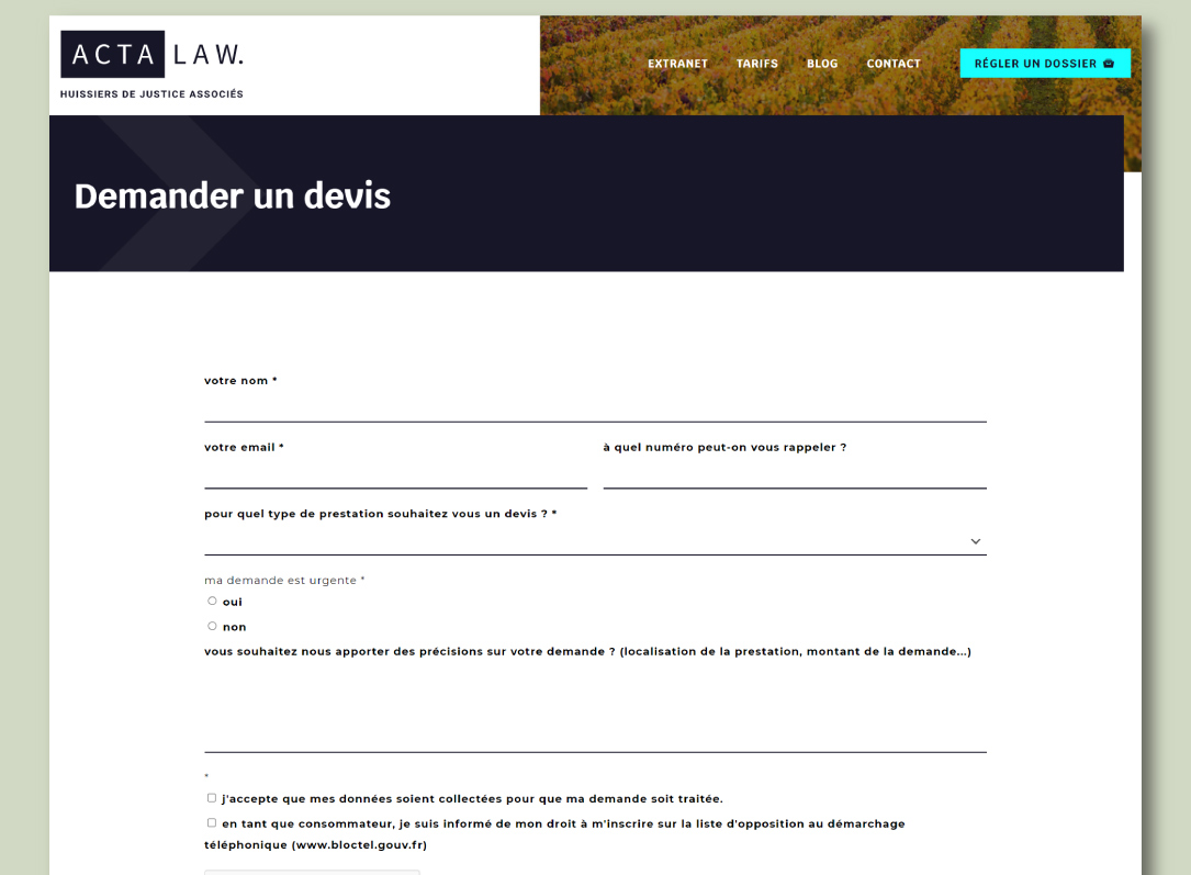 Refonte site internet pour Huissiers de Justice